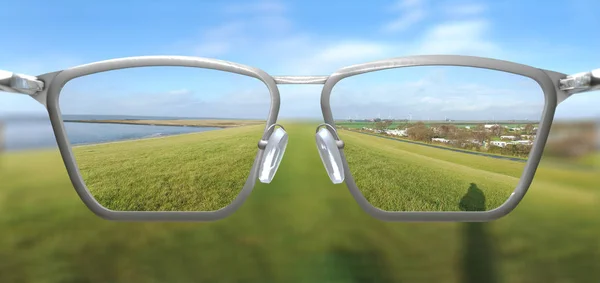3D Illustration of clear vision through glasses