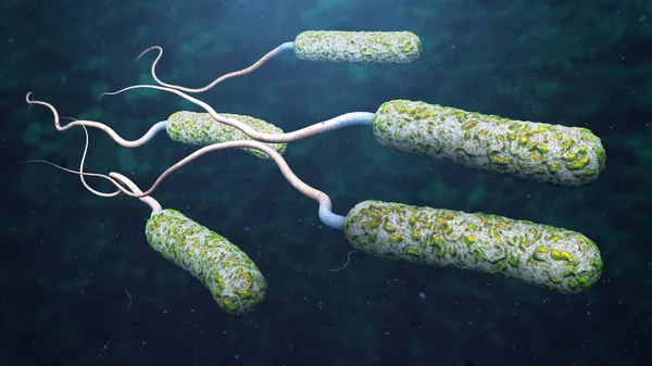 3d illustration of cholera pathogens in dark polluted water — Stock Photo, Image