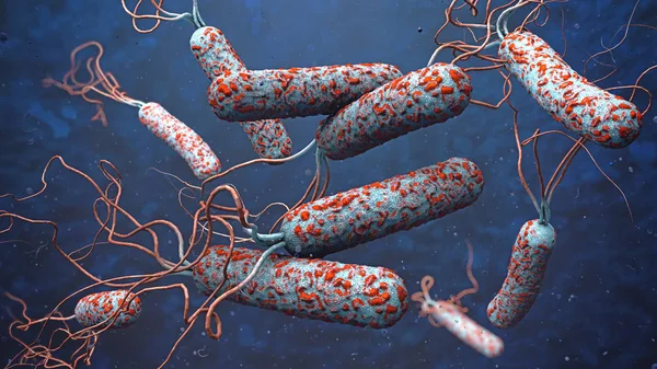 3d illustration of cholera pathogens in dark polluted water — Stock Photo, Image