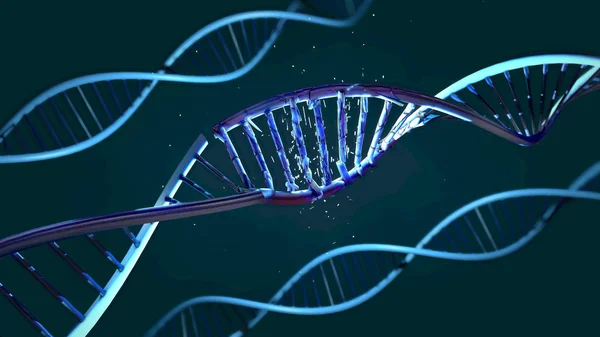 Иллюстрация поврежденной рибонуклеиновой кислоты или цепочки ДНК — стоковое фото