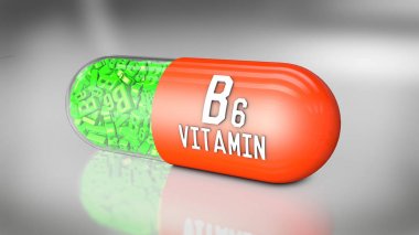 bir vitamini kapsülü veya diyet ek 3D çizimi