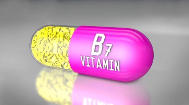 bir vitamini kapsülü veya diyet ek 3D çizimi