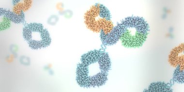 Çok renkli anitibody veya immünoglobülin - 3d illüstrasyon