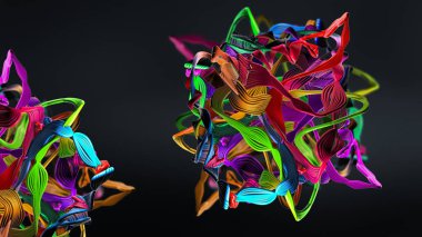 Protein adı verilen amino asit zinciri veya biyomoleküller - 3d illüstrasyon