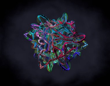 Protein adı verilen amino asit zinciri veya biyomoleküller - 3d illüstrasyon
