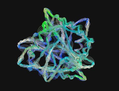 Protein adı verilen amino asit zinciri veya biyomoleküller - 3d illüstrasyon