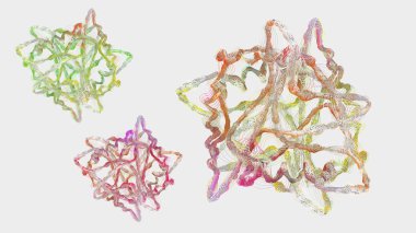 Protein adı verilen amino asit zinciri veya biyomoleküller - 3d illüstrasyon