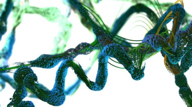 Protein adı verilen amino asit zinciri veya biyomoleküller - 3d illüstrasyon