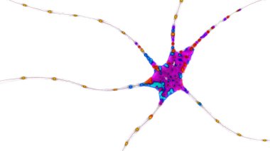 Tek bir sinir hücresi ya da nöron iletiliyor - 3D illüstrasyon