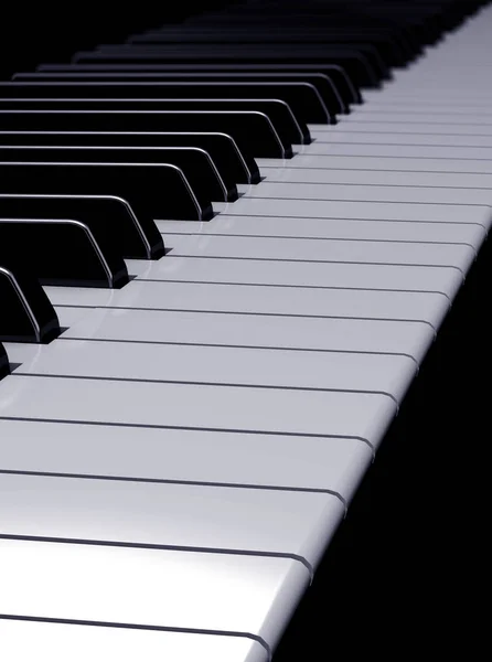 Primo piano della tastiera musicale di un pianoforte - Illustrazione 3d — Foto Stock