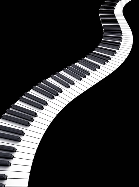 Vågformade böjda musikaliska tangentbord av ett piano - 3D-illustration — Stockfoto