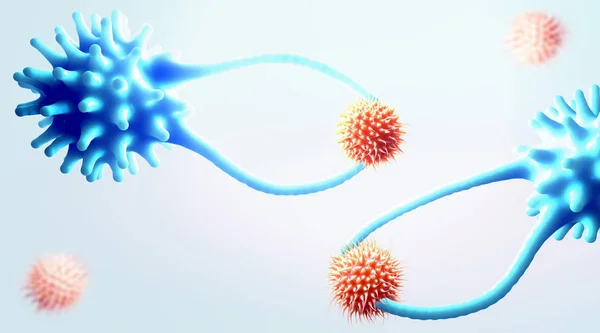 Zytotoxische T-Zellen suchen und zerstören mutierte Krebszellen - 3D-Illustration — Stockfoto