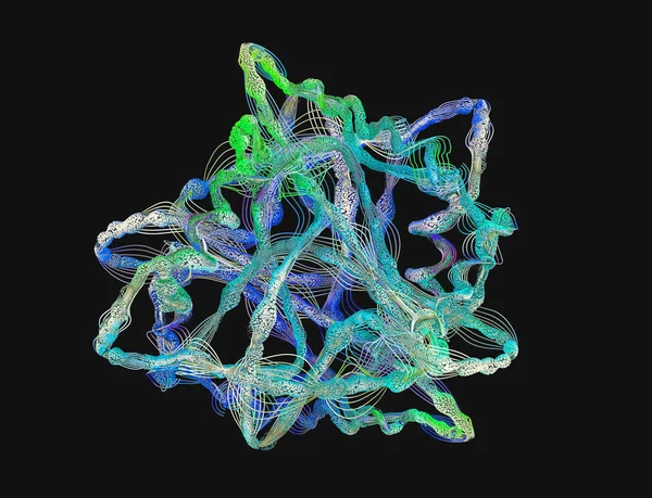 Protein adı verilen amino asit zinciri veya biyomoleküller - 3d illüstrasyon