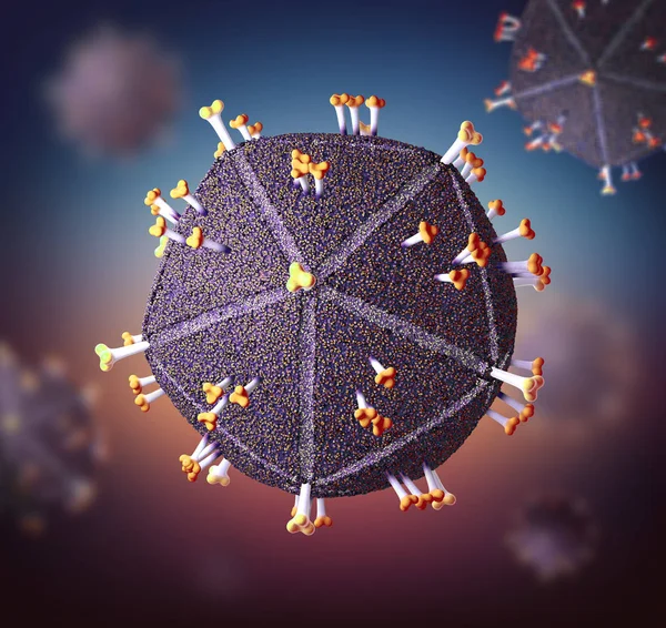 Virus de Inmunodeficiencia Humana Envolvente que causa el síndrome de inmunodeficiencia - ilustración 3d — Foto de Stock