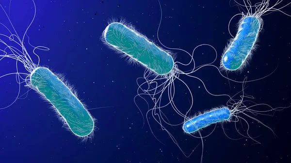 Blue colored multiple antibiotic resistant Pseudomonas aeruginosa bacterium - 3d illustration — 스톡 사진