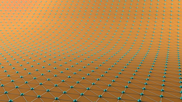 Esferas alinhadas geométricas conectadas no subsolo curvo - ilustração 3d — Fotografia de Stock