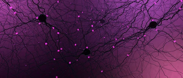 Sinyal ileten nöron veya sinir hücresi - 3 boyutlu resimleme — Stok fotoğraf
