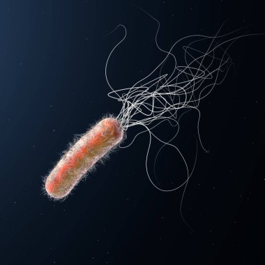 Tek turuncu renkli çoklu antibiyotik dirençli Pseudomonas aeruginosa bakterisi - 3d illüstrasyon