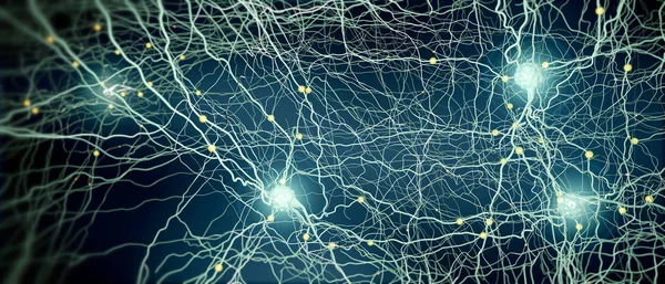Neurony nebo nervové buňky přenášející signál - 3D ilustrace — Stock fotografie