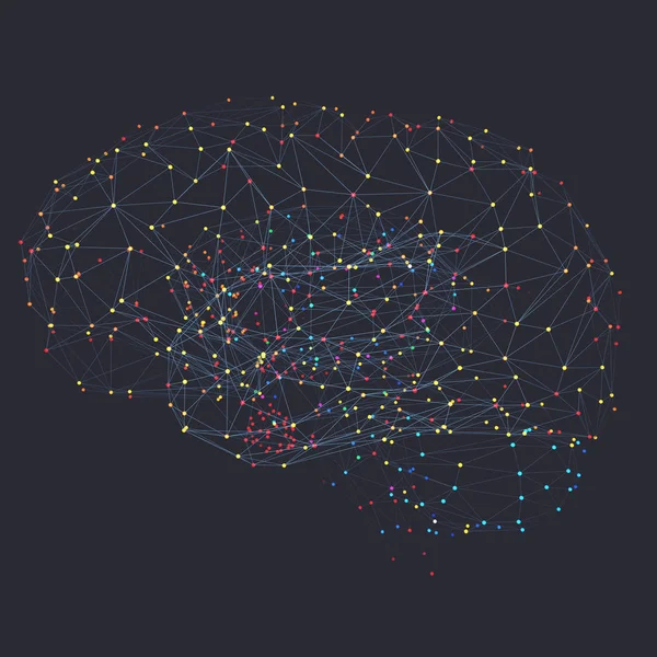 El cerebro humano representado por puntos de luz conectados por líneas - ilustración 3d — Foto de Stock