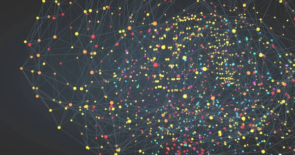 Fijn gestructureerd netwerk zoals in technologie of biologie, het internet of neurale verbindingen-3D illustratie — Stockfoto