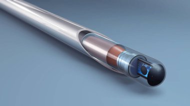 Deri altı mikroçip implantı ya da alan vericisinin yanında - 3d illüstrasyon