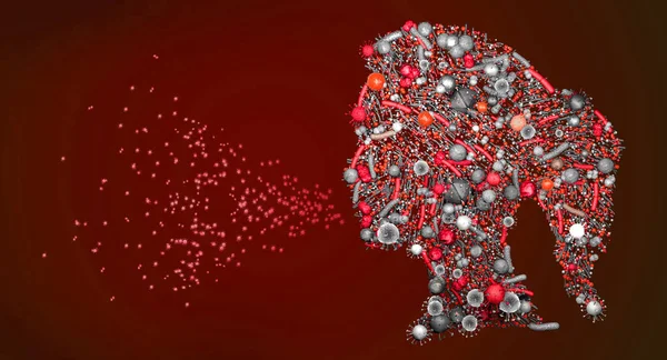 口と鼻を介した液滴感染による病原体の伝達 3Dイラスト — ストック写真