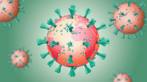 Rappresentazione Semplice Patogeno Del Virus Della Corona Come Globo Illustrazione — Foto Stock