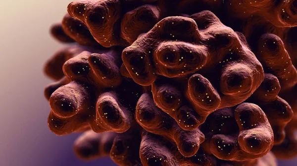 Cellen Infekterad Med Viruspartiklar Som Orsakar Celldöden Illustration — Stockfoto
