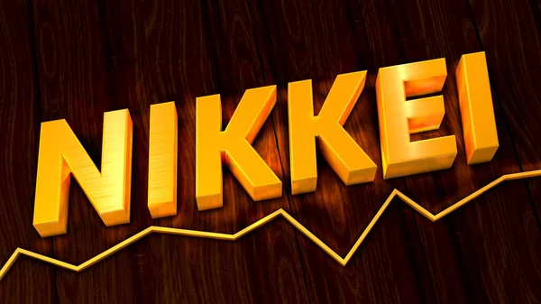Afkorting Van Nikkei Beurs Gouden Kleur Boven Een Eenvoudige Lijn — Stockfoto