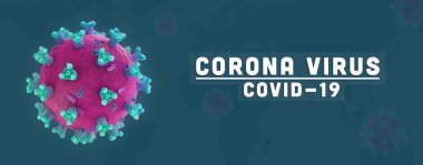 Corona Virüsleri ile ilgili pankart, dünya çapında bir salgına neden oluyor ve Covid-19 - 3d illüstrasyonunu tetikliyor