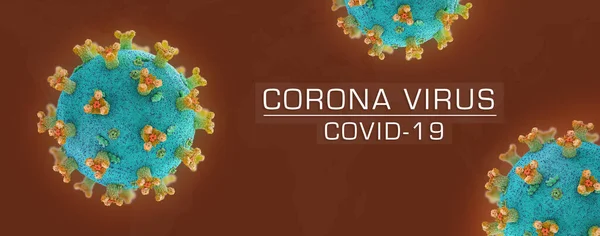 Banner about the Corona Viruses, causing a worldwide pandemic and triggers the disease Covid-19 - 3d illustration