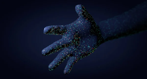 人类手上的各种细菌和病原体 皮肤的微生物群 3D说明 — 图库照片
