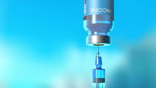 注射針でワクチンを抜く 3Dイラスト — ストック写真