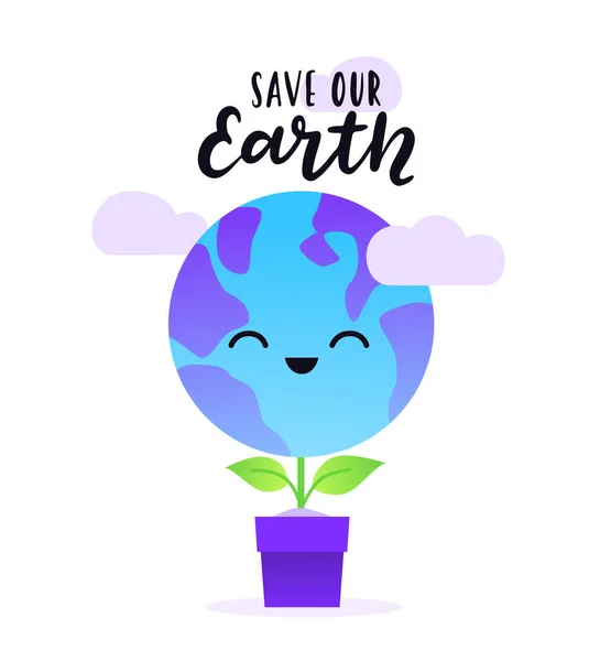 Uluslararası Dünya Günü Kutlu Olsun Sağlıklı Yeşil Gezegenimizin Doğasını Sulama — Stok Vektör