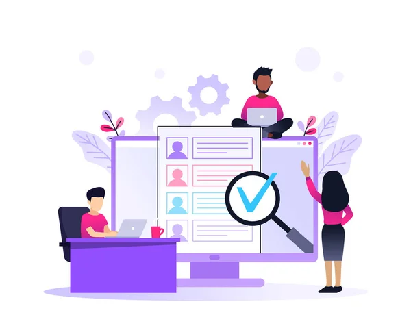 Manus for People Characters Plan with Calendar (engelsk). Man and Woman Persons Manage and Organiser deres arbeid og tid. Forretningsplan og tidshåndteringskonsept Flat issometrisk illustrasjon . – stockvektor