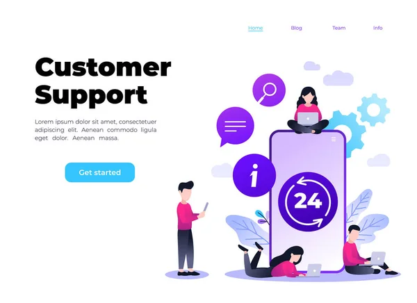 Nettbasert Teknisk Støtte Nettsiden Vektorillustrasjon Ingefærhår Hotline Operatør Gir Råd – stockvektor