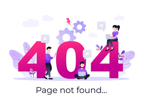 404 Fehlerseite Nicht Gefunden Vektorillustration — Stockvektor