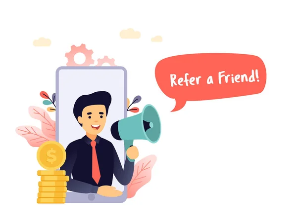 Ilustração Vetorial Amigo Referindo —  Vetores de Stock