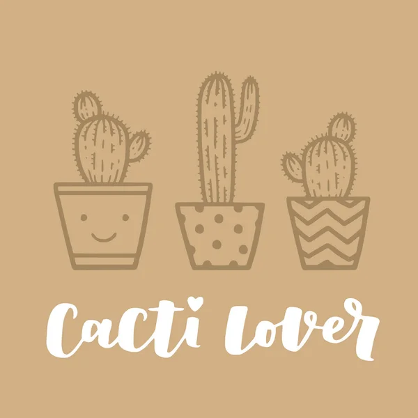 Kaktuselsker Tema Flat Kaktusdesign Ikonvektorillustrasjon – stockvektor