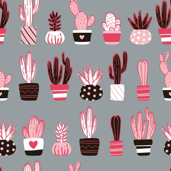 Cactus Pattern Flat Cactus Design Concept Icons Vector Illustration — Stock Vector
