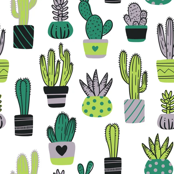 Cactus Pattern Flat Cactus Design Concept Icons Vector Illustration — Stock Vector