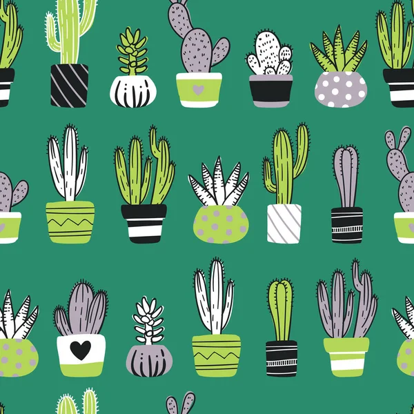 Cactus Pattern Flat Cactus Design Concept Icons Vector Illustration — Stock Vector