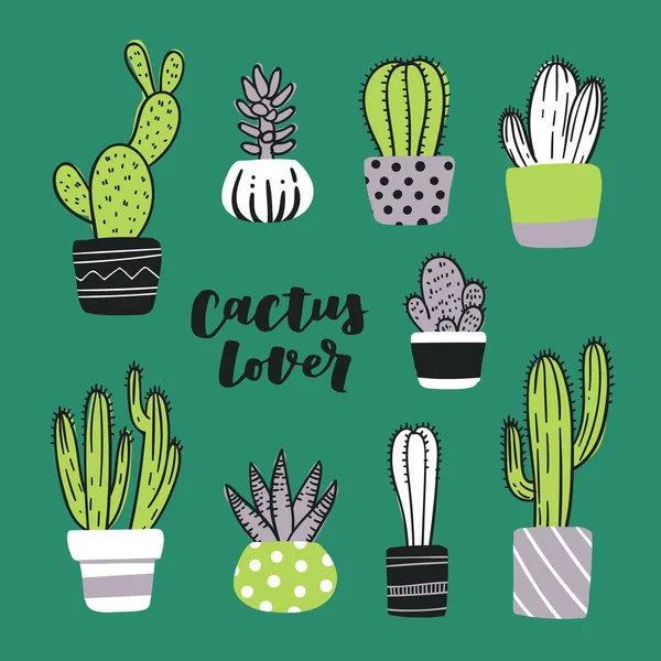 Kaktuselsker Tema Flat Kaktusdesign Ikonvektorillustrasjon – stockvektor
