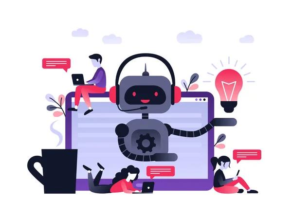 Concepção Negócio Chatbot Banner Moderno Para Site Chatbot Inteligência Artificial —  Vetores de Stock