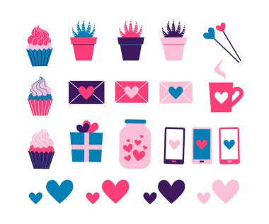 Sevgililer Günü için renk vektörü simgeleri belirlendi