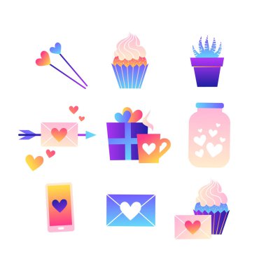 Sevgililer Günü için renk vektörü simgeleri belirlendi