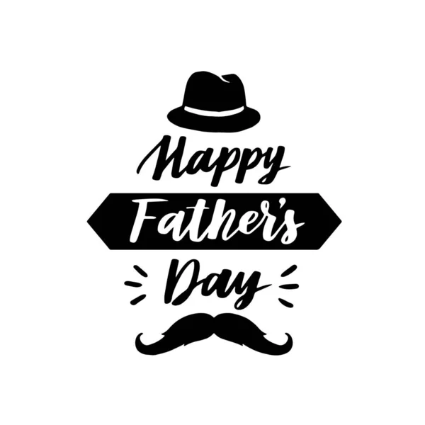 Håndtegnet Frase Happy Fathers Day Hvit Isolert Bakgrunn Farsdags Svartblekkvektorillustrasjon – stockvektor