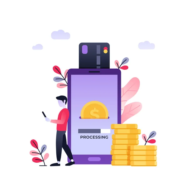 Concept Transfert Paiement Mobile Illustration Vectorielle — Image vectorielle