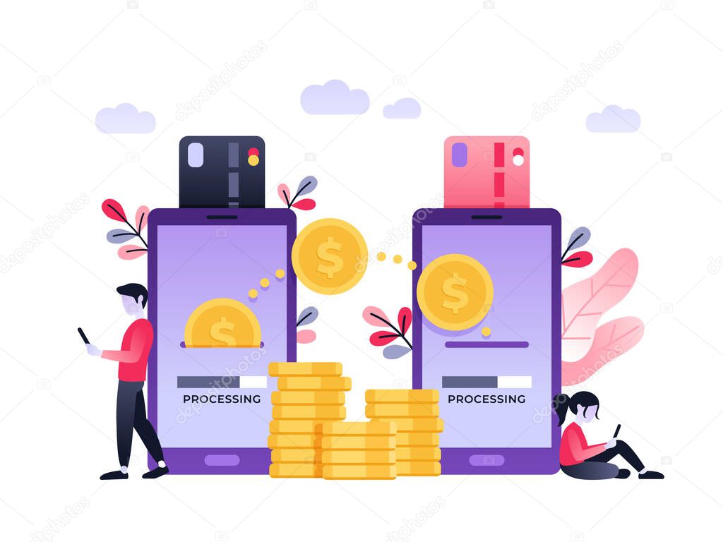 Mobile payment transfer concept. vector illustration
